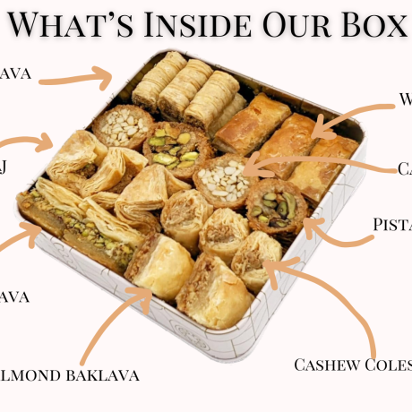 Handmade Mixed Baklava Selection Tin Various Nuts Gift Box Metal Packaging Lebanese Sweet Ideal For Hamper And Stocking Filler