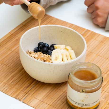 Cinnamon honey on porridge