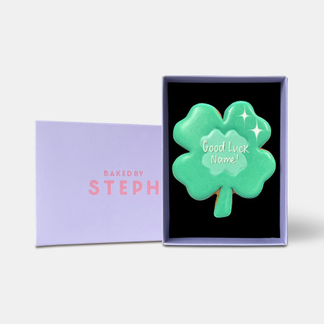 Personalised Good Luck Clover Letterbox Iced Cookie