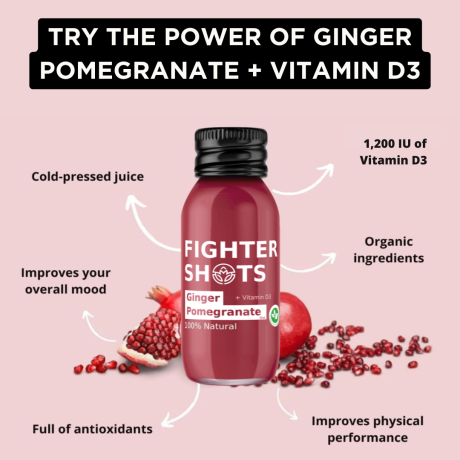 Fighter Shots Ginger + Pomegranate Shot + Vitamin D (12x60ml)