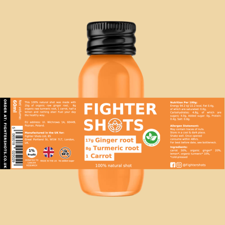 Natural Carrot + Ginger + Turmeric Shot 12 x 60ml