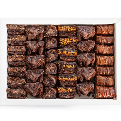 Mixed Chocolate Baklava with Cashew and Pistachio Nuts