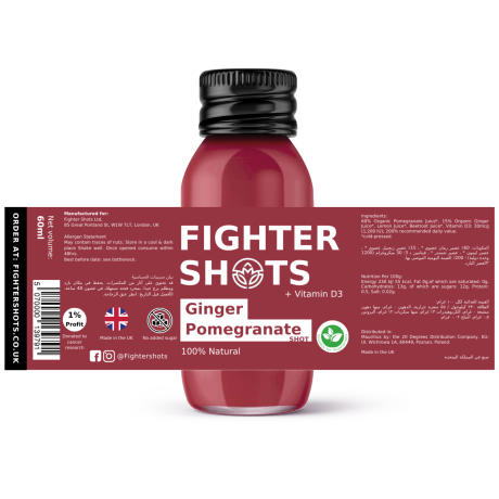 Fighter Shots Ginger + Pomegranate Shot + Vitamin D (12x60ml)