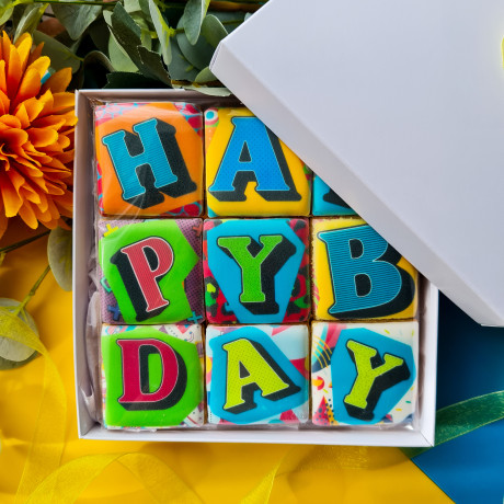 Birthday Biscuits Gift Box, Pop Art, 9 Pieces