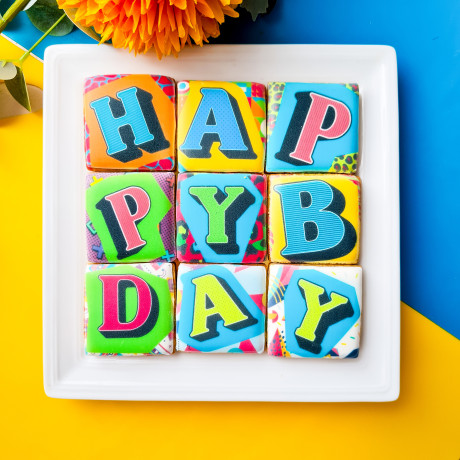 Birthday Biscuits Gift Box, Pop Art, 9 Pieces