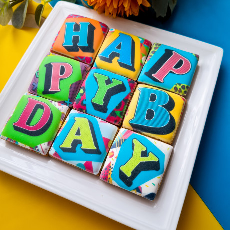 Birthday Biscuits Gift Box, Pop Art, 9 Pieces