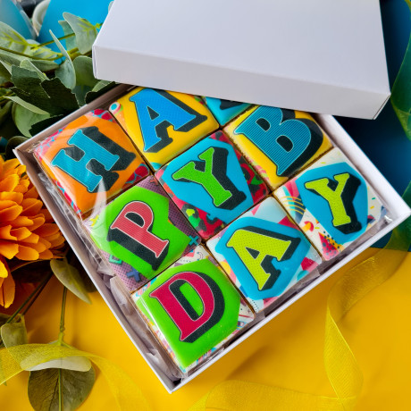 Birthday Biscuits Gift Box, Pop Art, 9 Pieces
