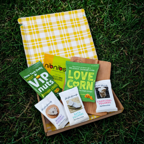 Penny Post Just Add Cheese – Letterbox Friendly Gift Hamper with Mini Wooden Cheeseboard - Father's Day Letterbox Gift