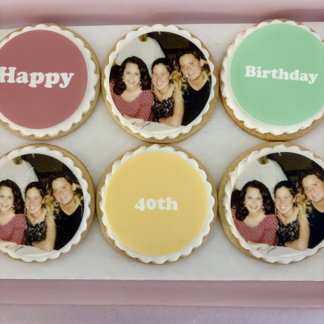 Personalised Birthday Biscuits – Edible Photo Gift Box of 6 – Custom Handcrafted Biscuits