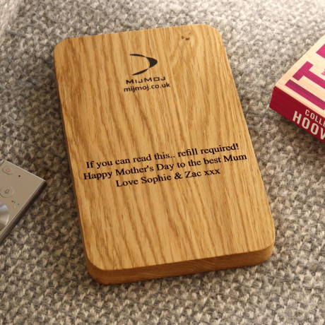 Personalised Oak Sofa Coaster & Phone Stand