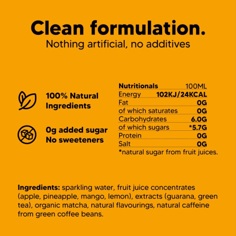 Brite Natural Energy Focus Pineapple Mango - 24 x 330ml Drink