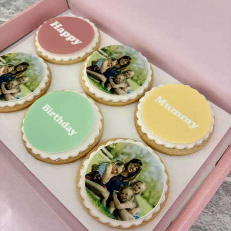 Personalised Birthday Biscuits – Edible Photo Gift Box of 6 – Custom Handcrafted Biscuits