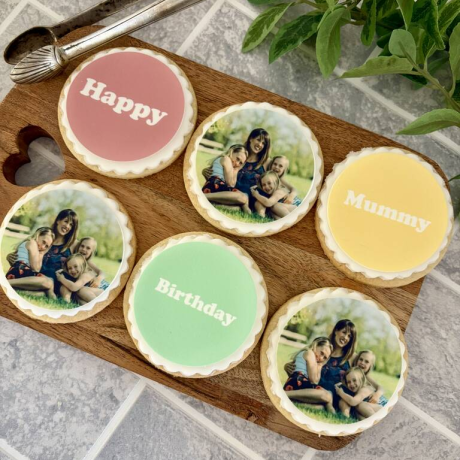 Personalised Birthday Biscuits – Edible Photo Gift Box of 6 – Custom Handcrafted Biscuits
