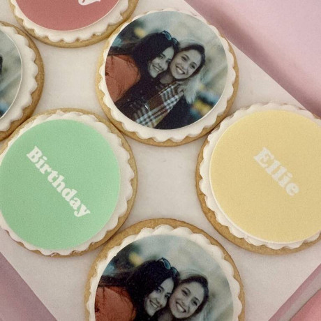 Personalised Birthday Biscuits – Edible Photo Gift Box of 6 – Custom Handcrafted Biscuits