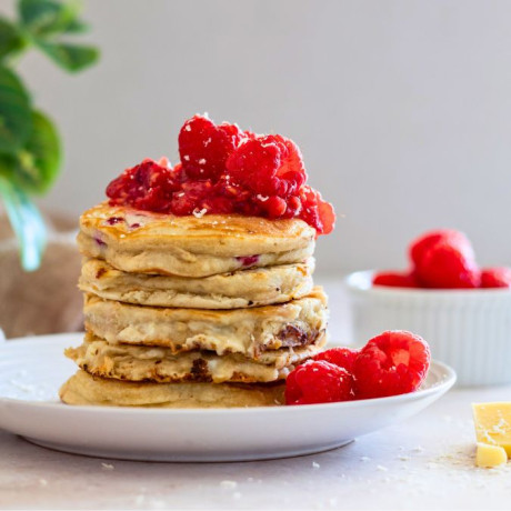Raspberry and White Chocolate Pancakes