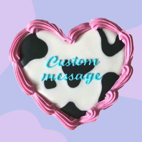 Retro Heart - Cow- Personalised Cookie Retro Heart - Cow- Personalised Cookie