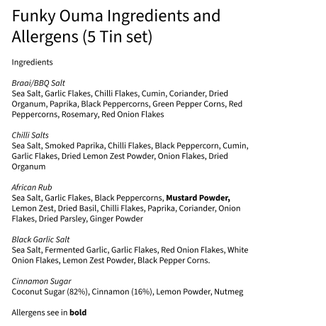 Funky Ouma 5 Tin Taster Gift Set (Seasoning Salt Gift set)