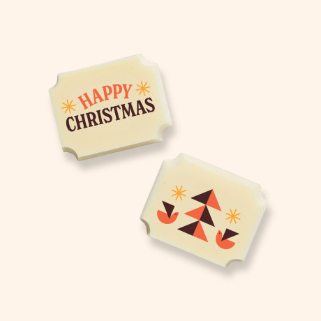 Two premium white chocolates with a 'Happy Christmas' message