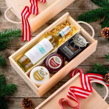 Duo of Cheese & White Wine Gift Box - The Cosy Night In