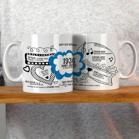 Personalised 90th birthday gift mug