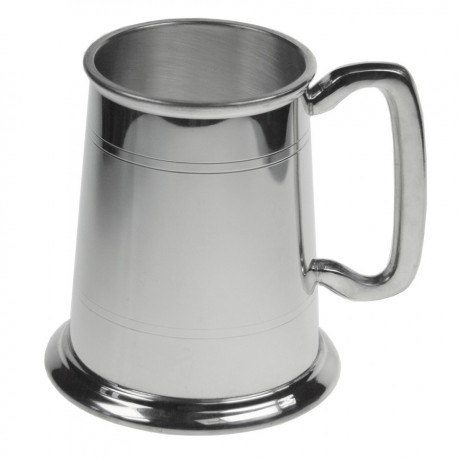 polished pewter tankard