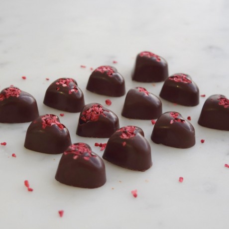 75% Solomon Island Raspberry Hearts Vegan Chocolate Box