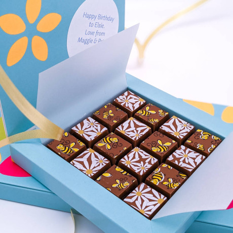 Personalised Chocolates with Daisies and Bees